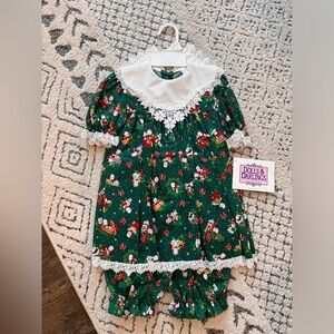Vintage 90s Dress 2T bloomers Christmas Ruffle Lace NEW